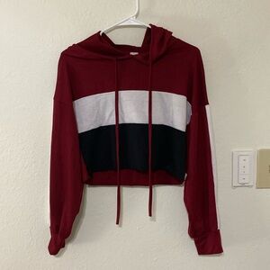 Cropped long sleeve light weight shirt with hood